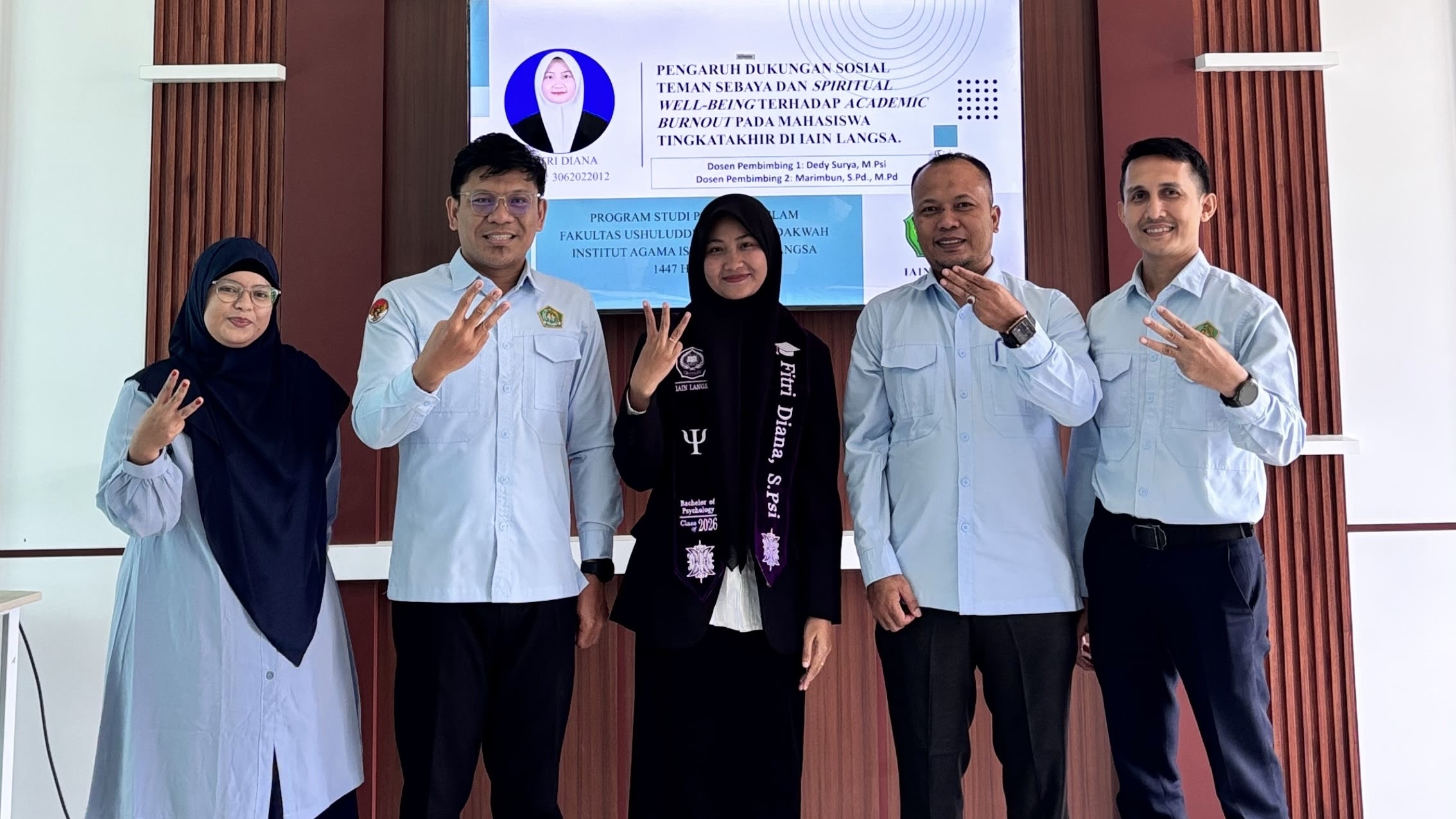 Paparkan Dukungan Teman Sebaya dan Spiritual Well-Being Efektif Tekan Academic Burnout, Fitri Diana Lulus sebagai Alumni Ke-8 Psikologi Islam