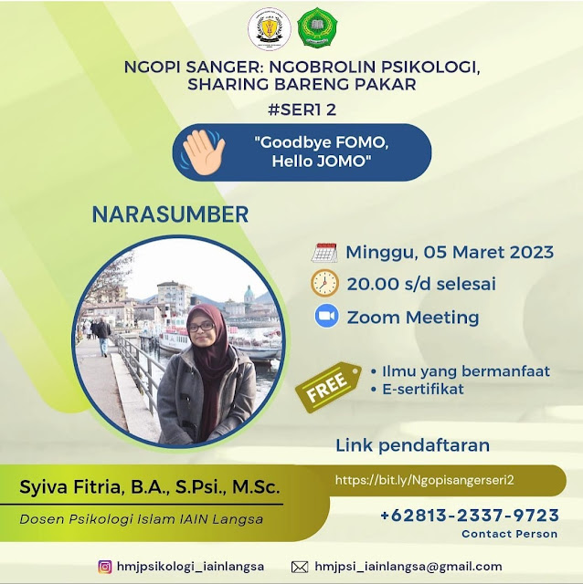 Himpunan Jurusan Psikologi Islam Mengadakan Kegiatan Ngopi Sanger "Ngobrolin Psikologi, Sharing Bareng Pakar: Seri 2"