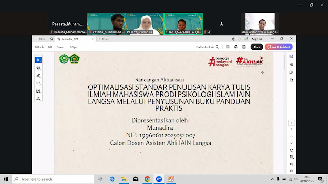 Munadira, Calon Dosen Prodi Psikologi Islam, Presentasikan Rancangan Aktualisasi Latsar CPNS Kemenag RI